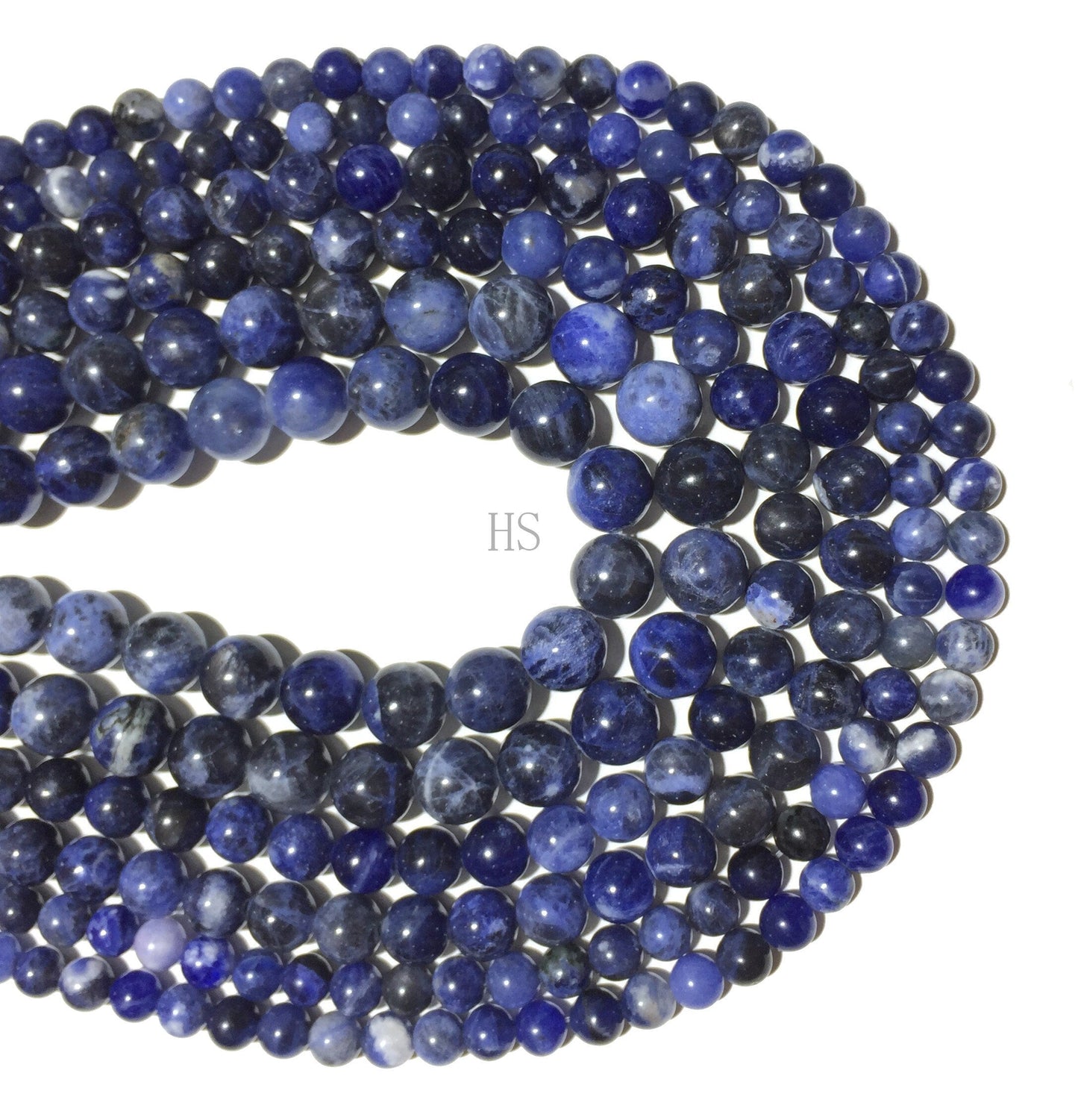 Natural Sodalite & Blue Jasper Round Beads