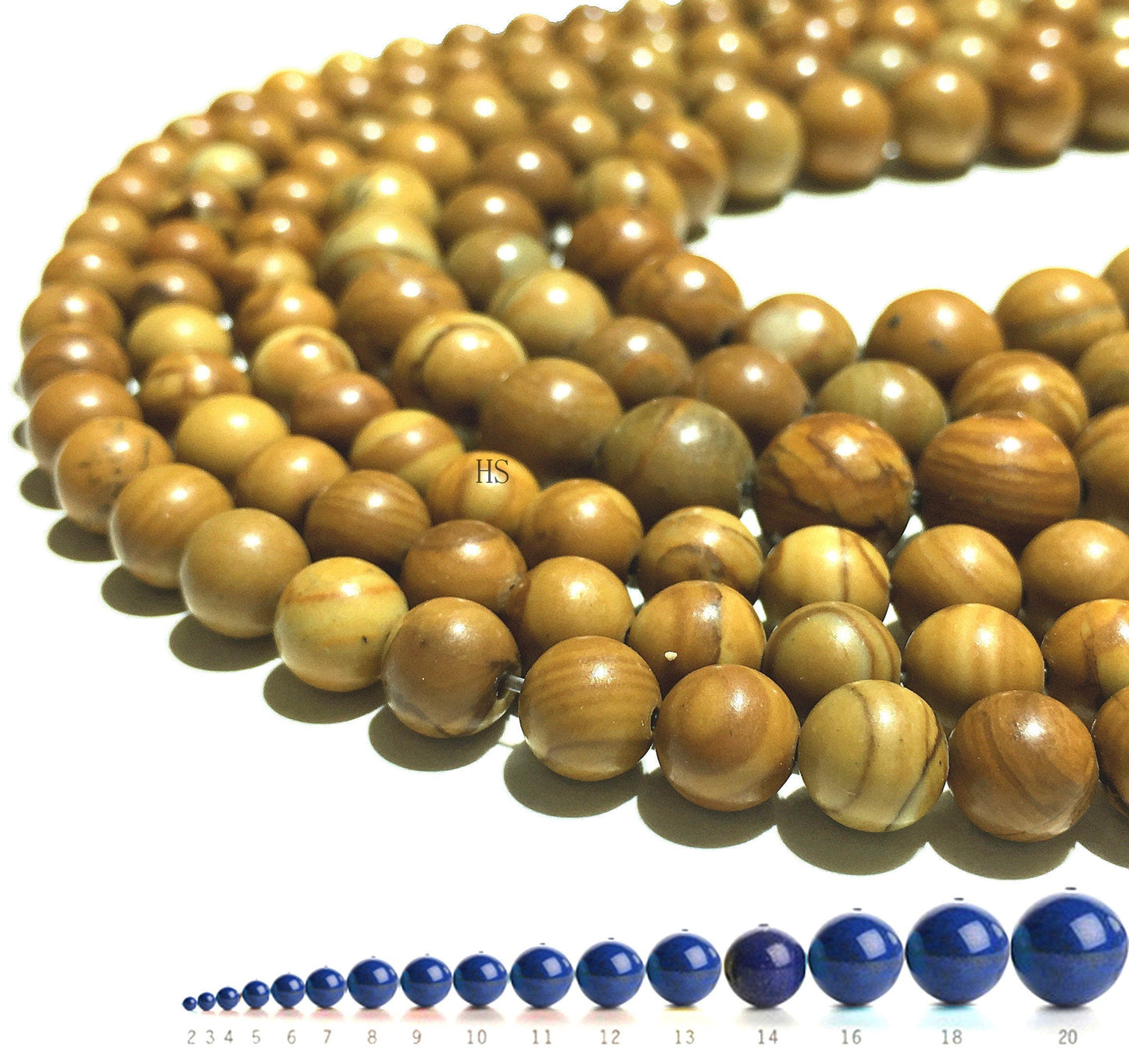 Natural Wood Jasper Round  Beads