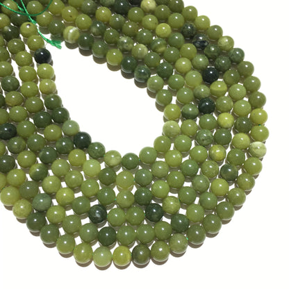 Natural Green Jade Round Beads