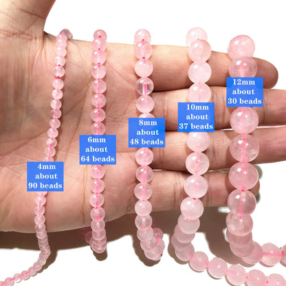 Natural Pink Rose Quartz Round Beads
