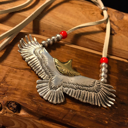 Japan Takahashi Goro Silver Eagle Leather Necklace Eagle 30x70mm Retro Sterling 925 Silver Hip Hop style Necklace Fashion Pendent 44mm
