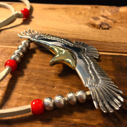 Japan Takahashi Goro Silver Eagle Leather Necklace Eagle 30x70mm Retro Sterling 925 Silver Hip Hop style Necklace Fashion Pendent 44mm