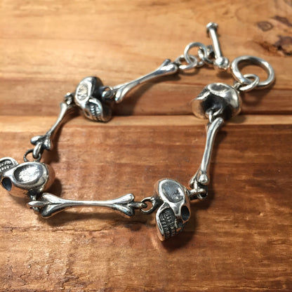 Retro Silver Skull Bracelet Hip-hop style Bracelet Man Women Boy Girl Bracelet 925 Sterling Silver Fashion Bracelet Jewelry Gift
