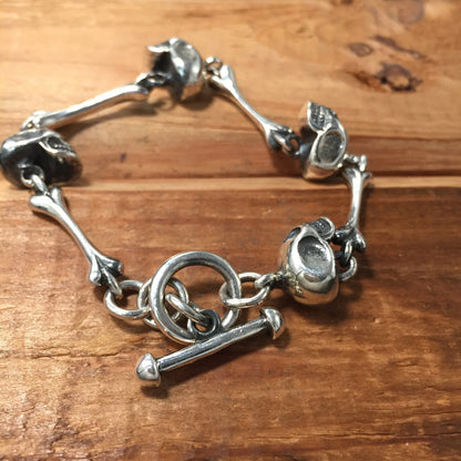 Retro Silver Skull Bracelet Hip-hop style Bracelet Man Women Boy Girl Bracelet 925 Sterling Silver Fashion Bracelet Jewelry Gift