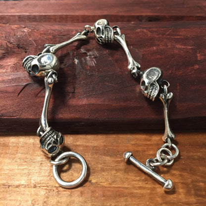 Retro Silver Skull Bracelet Hip-hop style Bracelet Man Women Boy Girl Bracelet 925 Sterling Silver Fashion Bracelet Jewelry Gift