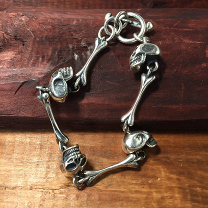 Retro Silver Skull Bracelet Hip-hop style Bracelet Man Women Boy Girl Bracelet 925 Sterling Silver Fashion Bracelet Jewelry Gift