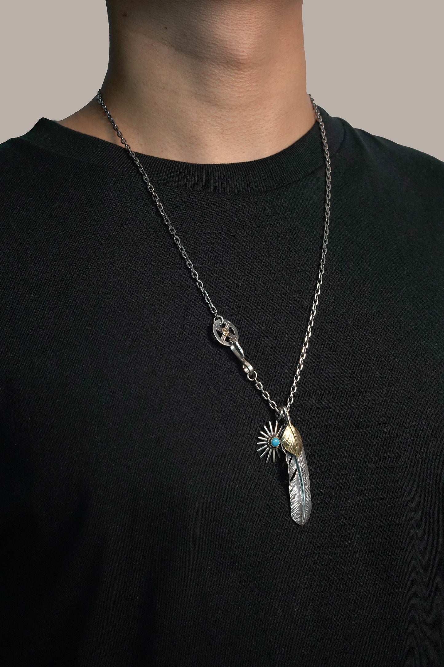 Retro Silver Takahashi Goro Feather Necklace Set