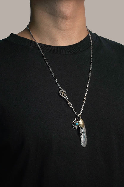 Retro Silver Takahashi Goro Feather Necklace Set