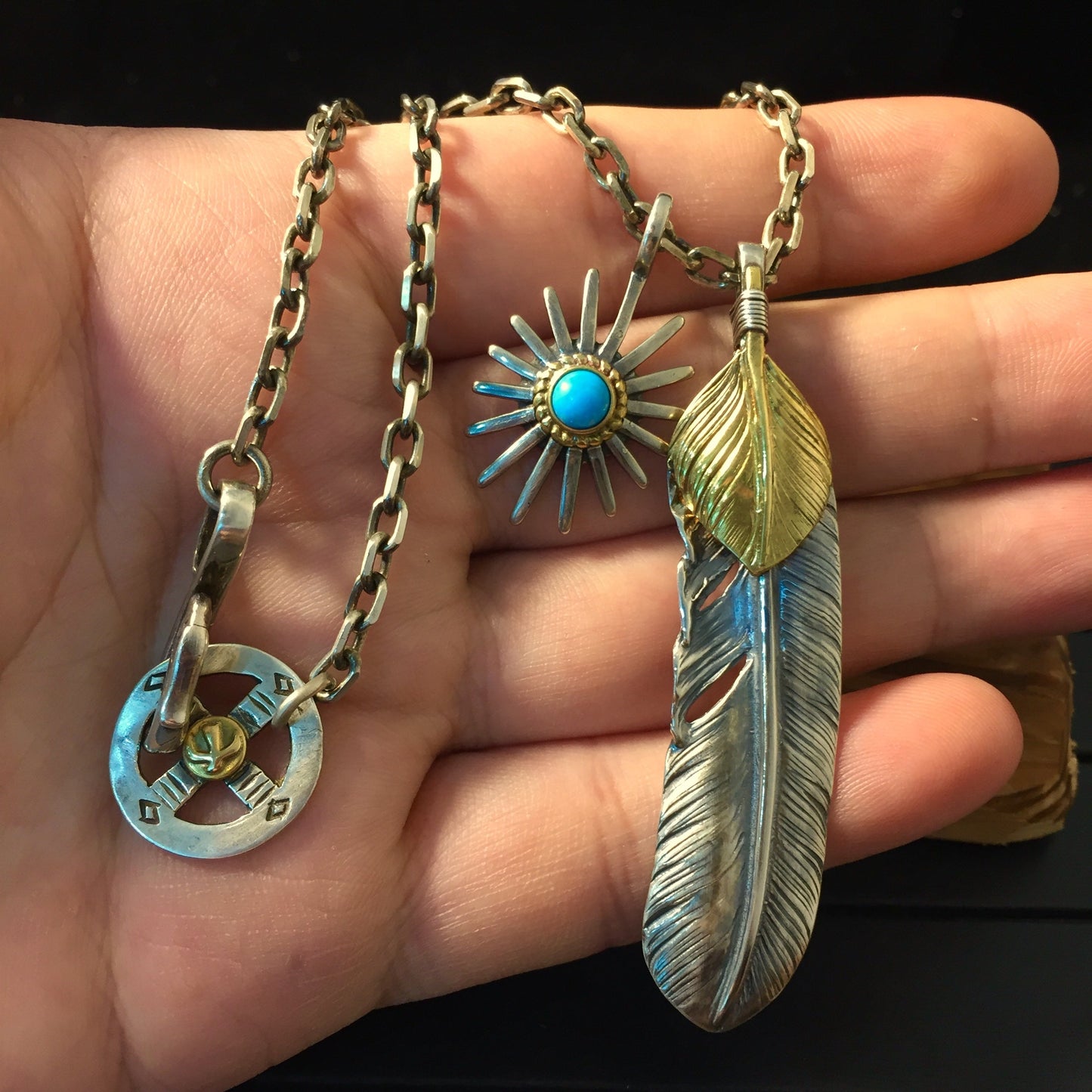 Retro Silver Takahashi Goro Feather Necklace Set