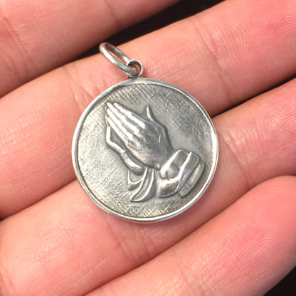 Prayer Hand Pendant Retro 925 Sterling Silver